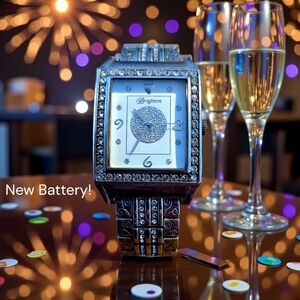 BRIGHTON "Diamond Bar" Silver And Crystal Vintage Watch